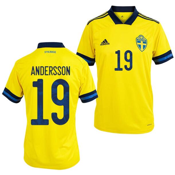 2020 EURO Sweden Home Kit Soccer Jersey Sebastian Andersson #19